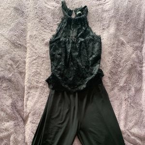 Black jumpsuit with lace top